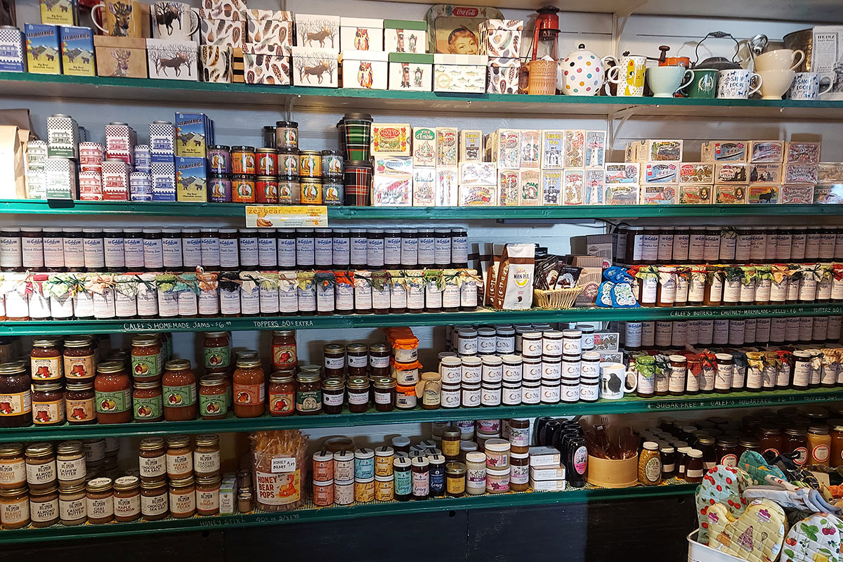 Calef's jams and jelly wall stocked with local products