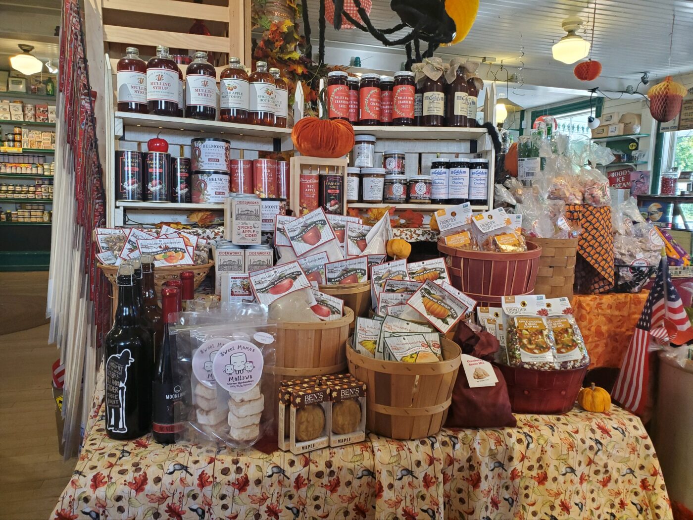 Calef's Pumpkin Display featuring local made pumpkin flavored products