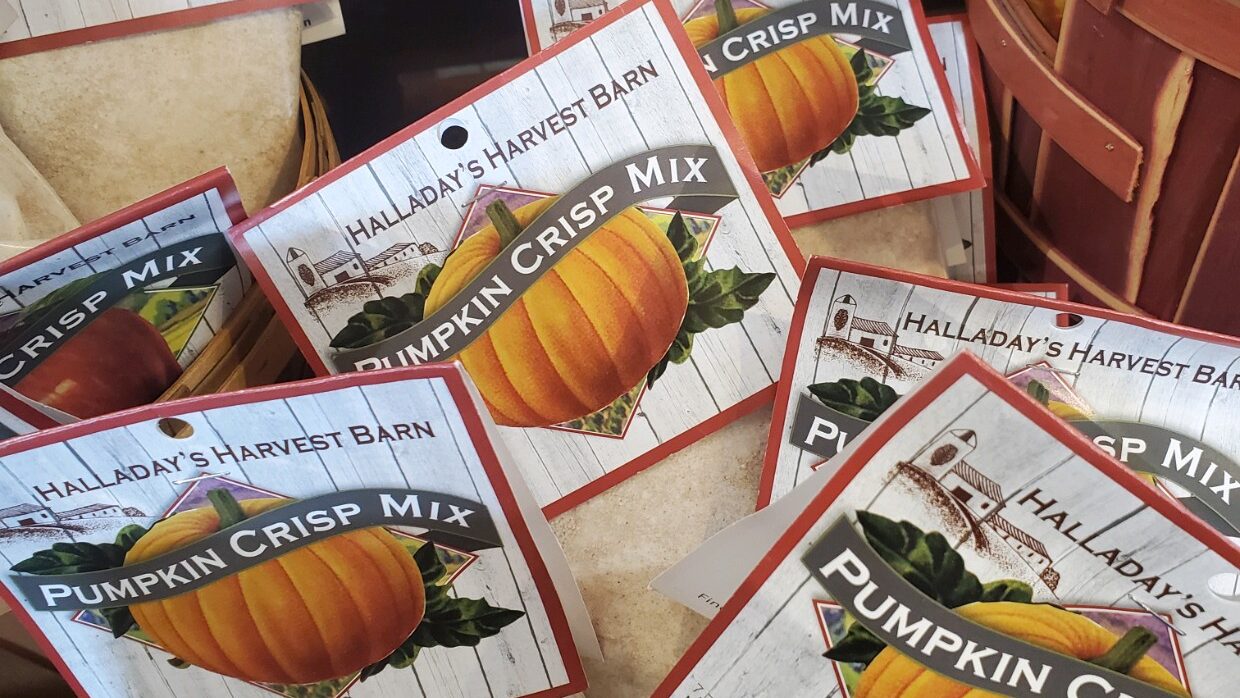 Halladay's Harvest Barn Apple Crisp Mix, Pumpkin Crisp Mix, and Pumpkin Cheesecake Mix