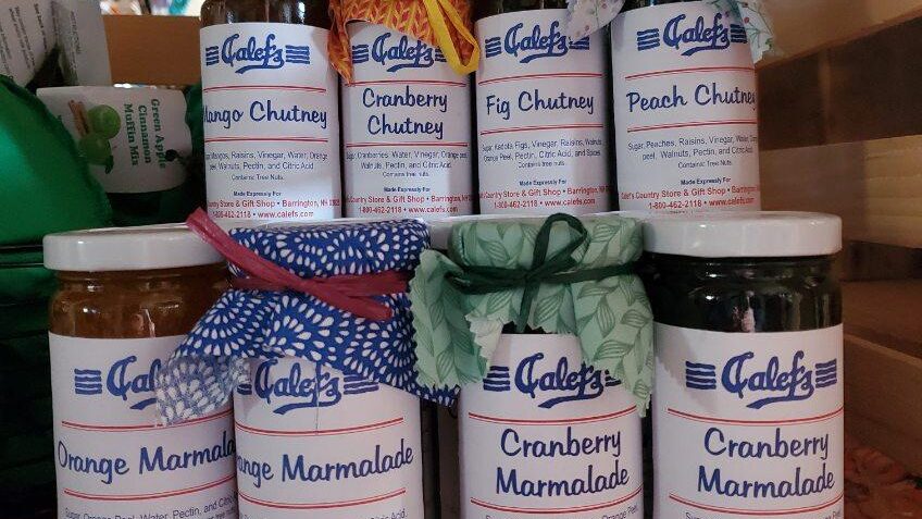 An assortment of Calef's chutney and marmalade flavors