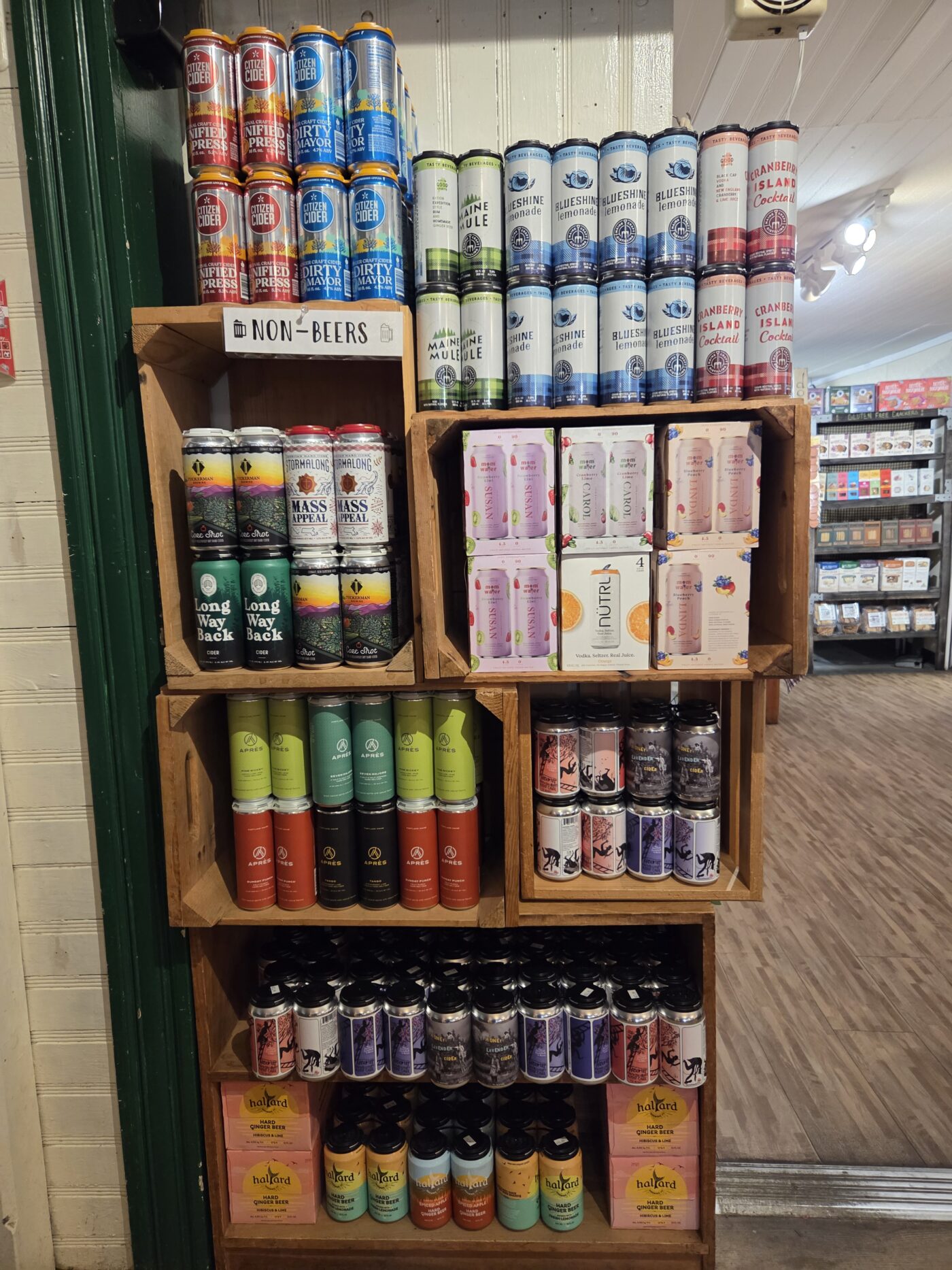 Calef's selection of cider, ginger beer, and other non-beers