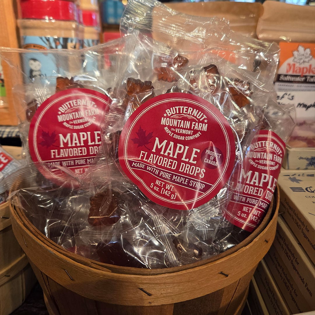 Maple Flavored Drops, hard candies made with Pure Maple Syrup